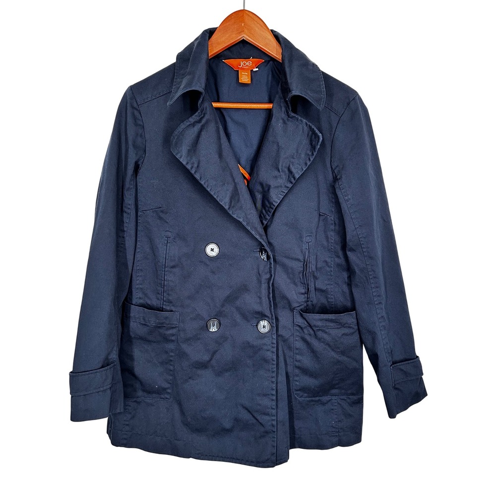 Joe Fresh Navy Blue Short Trench Coat Women's Size Medium Never Worn